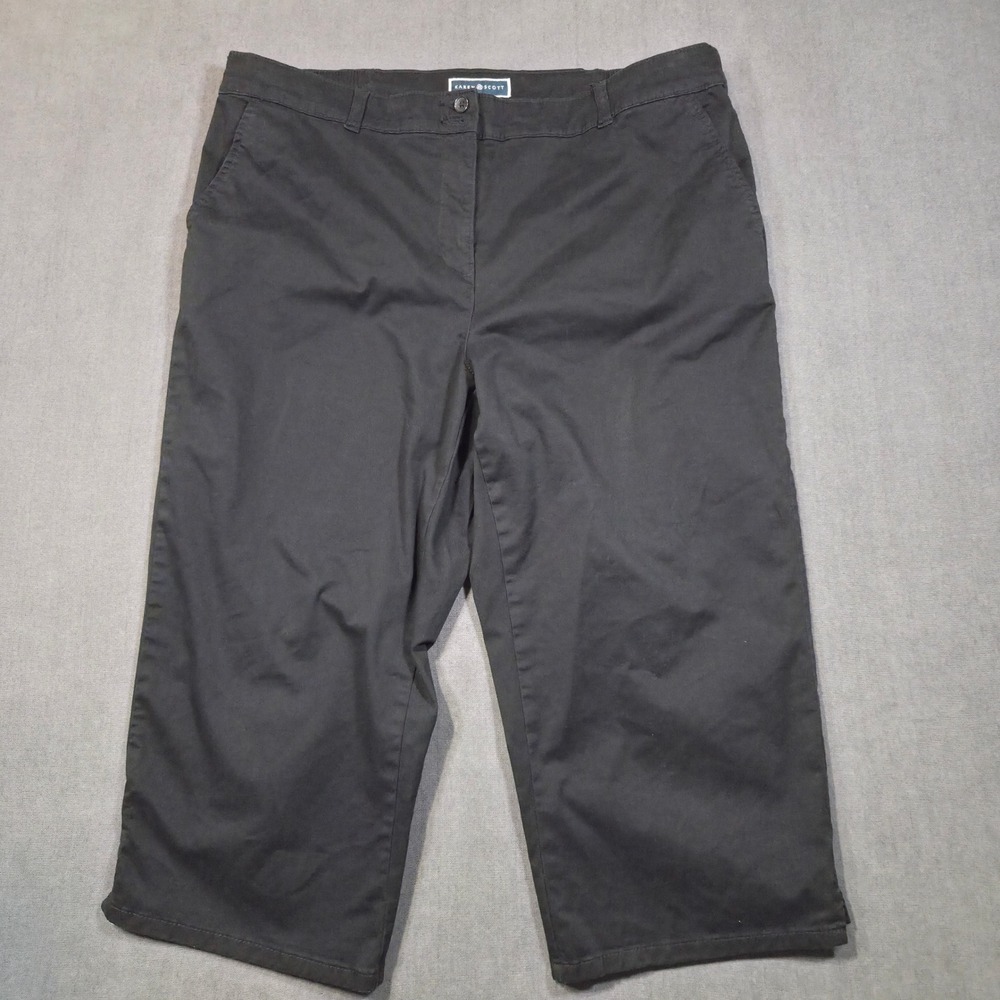 Karen Scott Capri Pants Womens 16W Black Stretch Cotton Cropped Trousers Casual